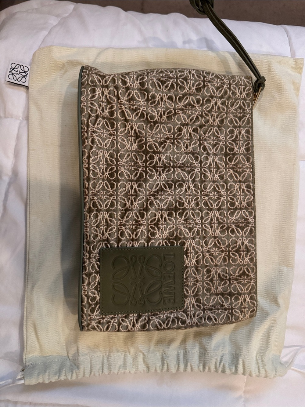 Loewe Beige & Olive Monogram Messenger Bag